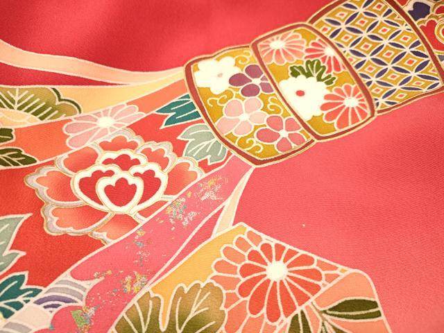 平和屋着物[]お宮参り　女の子　祝着　産着　初着　のしめ　束ね熨斗吉祥花文　暈し染め　金彩　逸品　DAAR6194ma