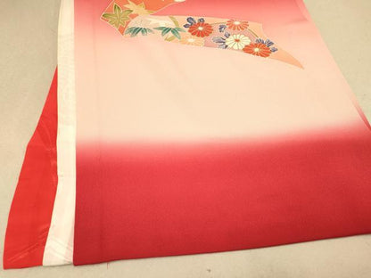 平和屋着物[]お宮参り　女の子　祝着　産着　初着　のしめ　束ね熨斗吉祥花文　暈し染め　金彩　逸品　DAAR6194ma