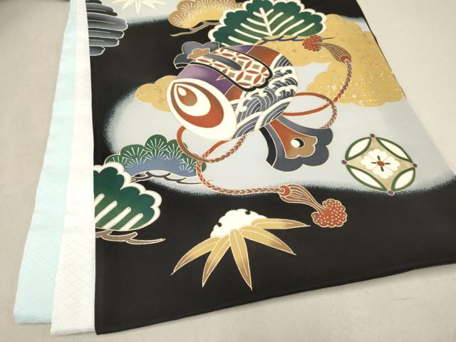 平和屋着物[]お宮参り　男の子　祝着　産着　初着　のしめ　鷹　鷲　兜　風景松文　暈し染め　金銀彩　逸品　未使用　DAAR6207ma