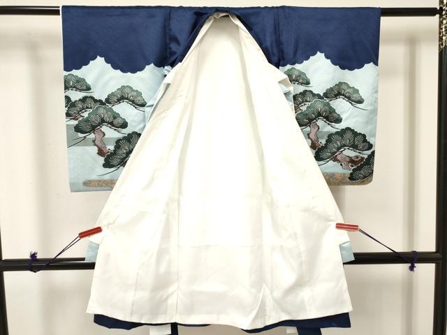 平和屋着物[]お宮参り　男の子　祝着　産着　初着　のしめ　鷹　鷲　松文　金銀彩　洗える着物　DAAR6231ma