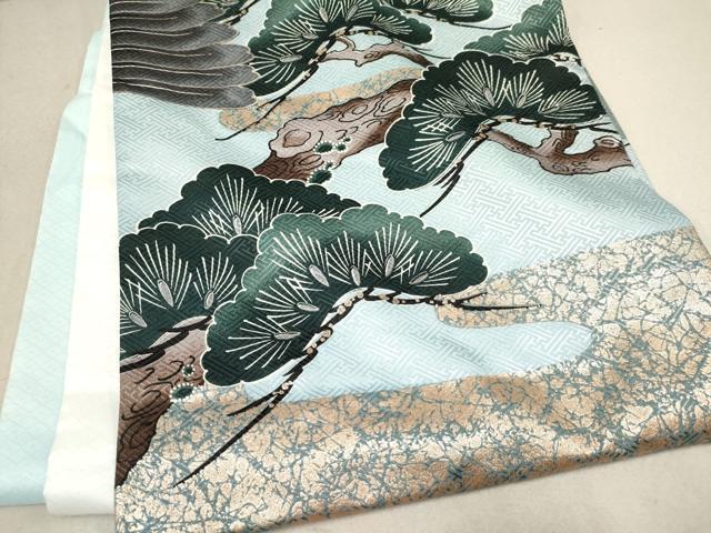 平和屋着物[]お宮参り　男の子　祝着　産着　初着　のしめ　鷹　鷲　松文　金銀彩　洗える着物　DAAR6231ma