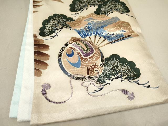 平和屋着物[]お宮参り　男の子　祝着　産着　初着　のしめ　鷹　鷲　絵巻源氏車松文　金彩　逸品　DAAR6257ma
