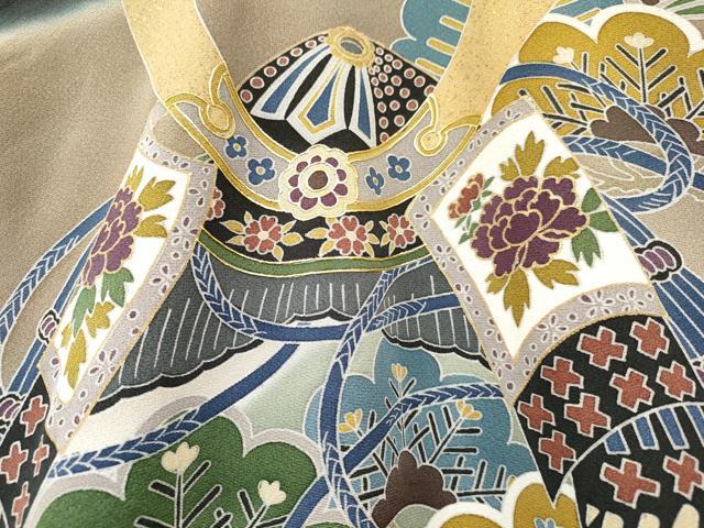 平和屋着物[]お宮参り　男の子　祝着　産着　初着　のしめ　兜　矢羽花松文　暈し染め　金彩　逸品　DAAR6273ma