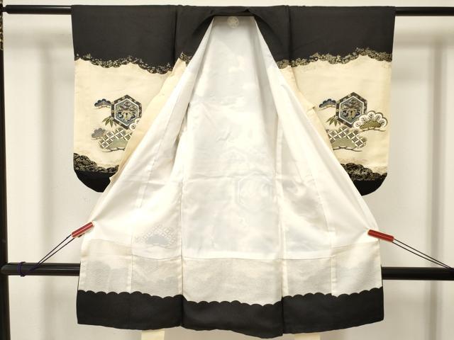 平和屋着物[]お宮参り　男の子　祝着　産着　初着　のしめ　鷹　鷲　飛鶴松文　金彩　逸品　DAAR6277ma