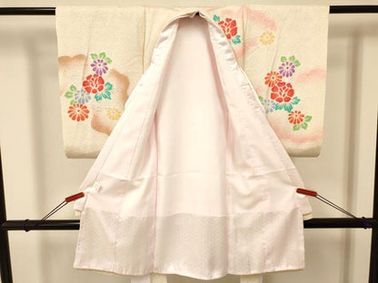 平和屋着物[]お宮参り　女の子　祝着　産着　初着　のしめ　絞り　雲取り花文　金銀彩　洗える着物　DAAR6307ma