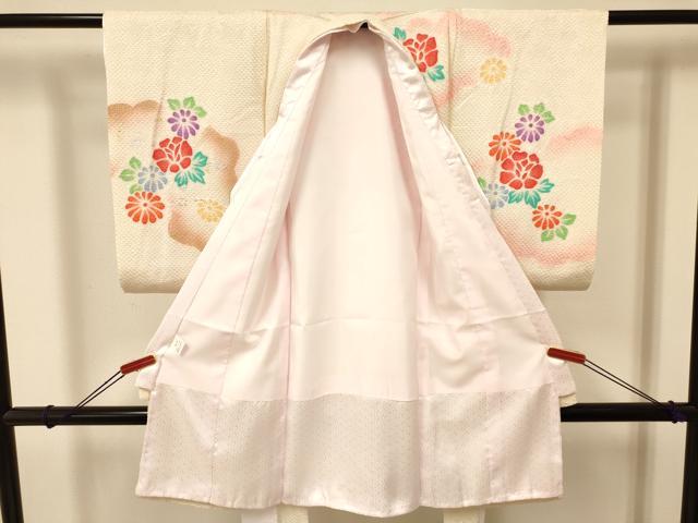 平和屋着物[]お宮参り　女の子　祝着　産着　初着　のしめ　絞り　雲取り花文　金銀彩　洗える着物　DAAR6307ma