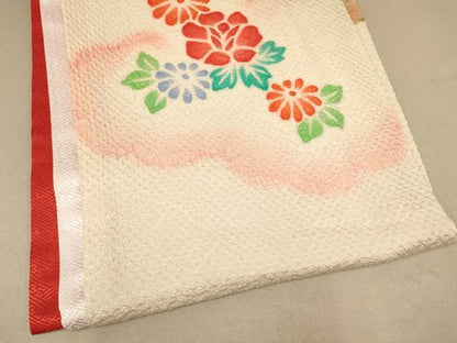 平和屋着物[]お宮参り　女の子　祝着　産着　初着　のしめ　絞り　雲取り花文　金銀彩　洗える着物　DAAR6307ma