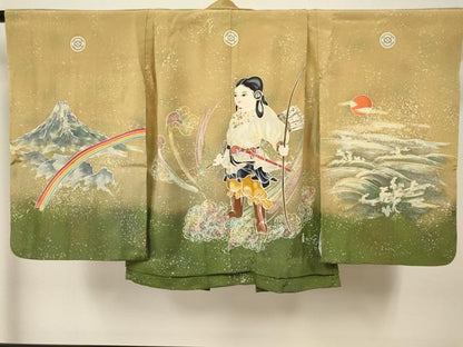 平和屋着物[]七五三　男の子　祝着・羽織・行灯袴セット　人物文　暈し染め　逸品　DAAR6358ma