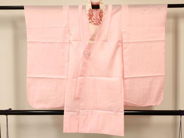 平和屋着物[]七五三　女の子　７歳　祝着　四つ身　襦袢(半衿刺繍)セット　鼓花文　金彩　洗える着物　DAAR6368ma