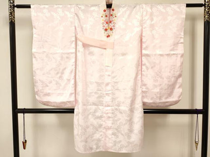 平和屋着物[]七五三　女の子　７歳　長襦袢(半衿刺繍)・無双仕立て　群鶴　亀甲菊地紋　洗える着物　DAAR6371ma