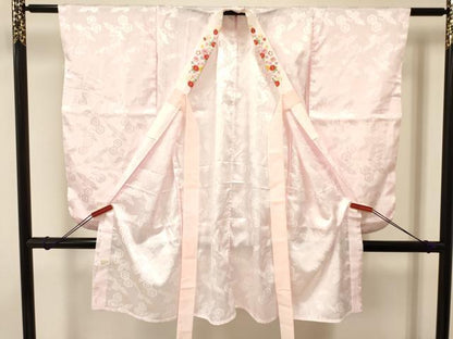 平和屋着物[]七五三　女の子　７歳　長襦袢(半衿刺繍)・無双仕立て　群鶴　亀甲菊地紋　洗える着物　DAAR6371ma