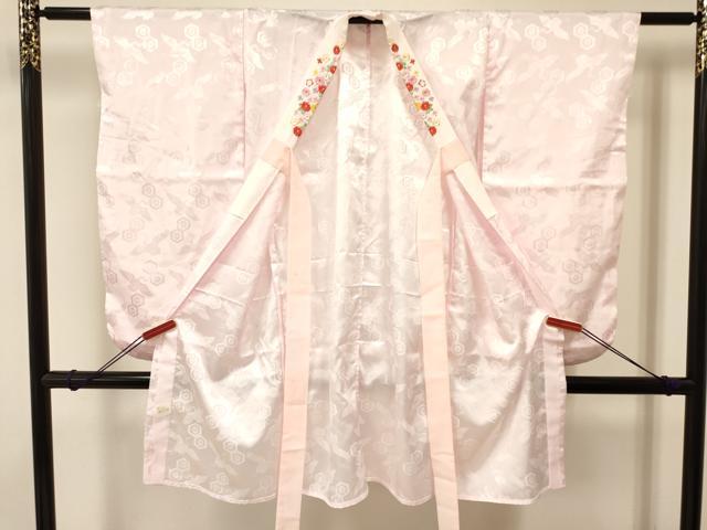 平和屋着物[]七五三　女の子　７歳　長襦袢(半衿刺繍)・無双仕立て　群鶴　亀甲菊地紋　洗える着物　DAAR6371ma