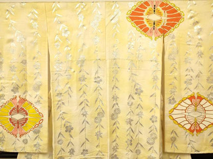 平和屋着物∵女の子 十三参り 子供 駒刺繍 双蝶花文 暈し染め 金銀彩 逸品 DAAR6375ma