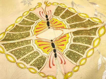 平和屋着物∵女の子 十三参り 子供 駒刺繍 双蝶花文 暈し染め 金銀彩 逸品 DAAR6375ma