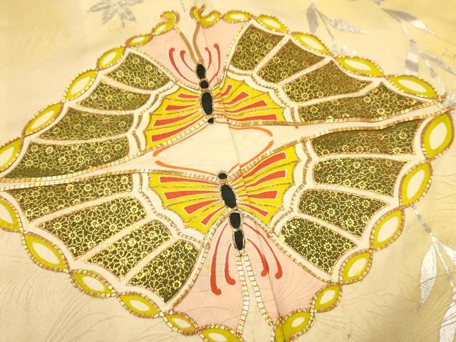平和屋着物∵女の子 十三参り 子供 駒刺繍 双蝶花文 暈し染め 金銀彩 逸品 DAAR6375ma