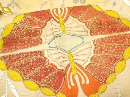 平和屋着物∵女の子 十三参り 子供 駒刺繍 双蝶花文 暈し染め 金銀彩 逸品 DAAR6375ma