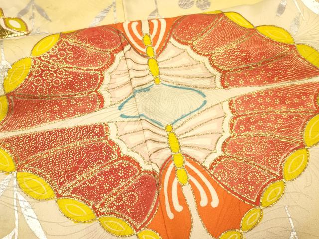 平和屋着物∵女の子 十三参り 子供 駒刺繍 双蝶花文 暈し染め 金銀彩 逸品 DAAR6375ma