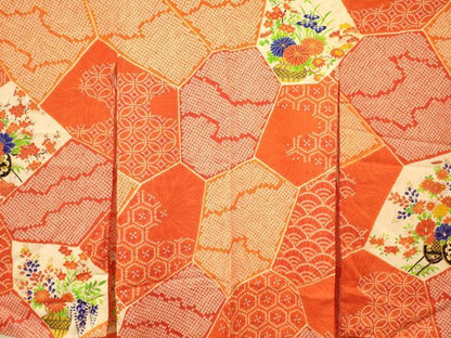 平和屋着物[]七五三　女の子　３歳　祝着　三つ身　被布セット　駒刺繍　花車文　金彩　洗える着物　DAAR6392ma