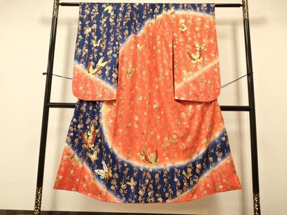 平和屋着物∵女の子 十三参り 子供 袋帯セット 花蝶文 暈し染め 金彩 逸品 DAAR6452ma