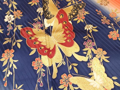 平和屋着物∵女の子 十三参り 子供 袋帯セット 花蝶文 暈し染め 金彩 逸品 DAAR6452ma