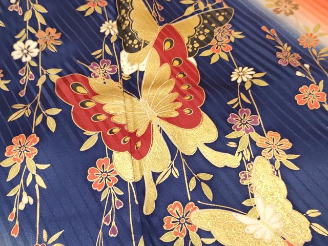 平和屋着物∵女の子 十三参り 子供 袋帯セット 花蝶文 暈し染め 金彩 逸品 DAAR6452ma