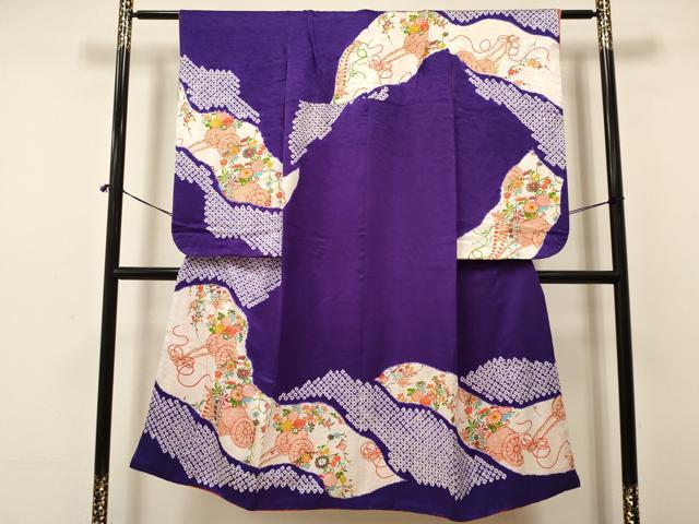平和屋着物∵女の子 十三参り 子供 袋帯セット 絞り 花車文 金彩 逸品 DAAR6459ma