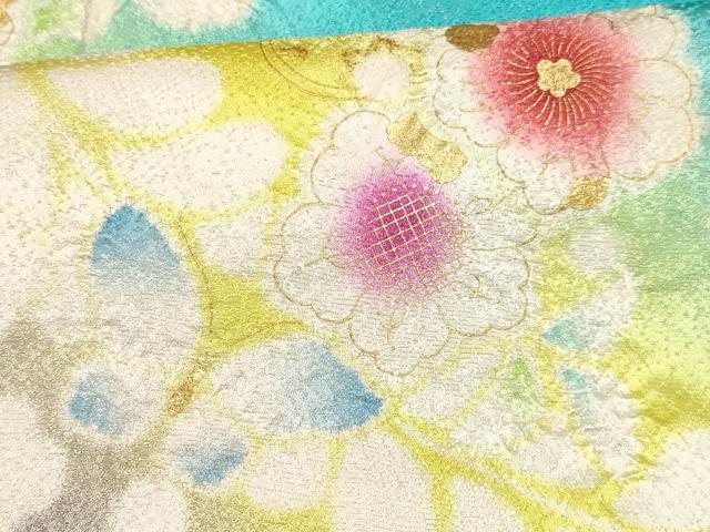 平和屋着物∵女の子 十三参り 子供 祝着・袋帯セット 絞り 辻が花 舞蝶文 暈し染め 金彩 逸品 DAAR6462ma