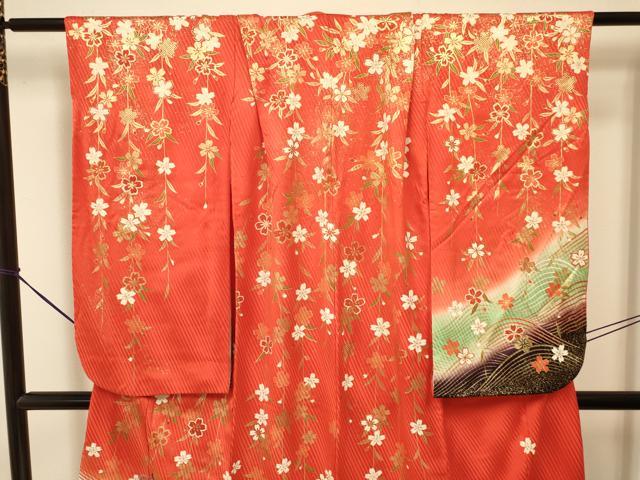 平和屋着物∵女の子 十三参り 子供 祝着・袋帯セット 御所車花蝶文 暈し染め 金彩 逸品 DAAR6463ma