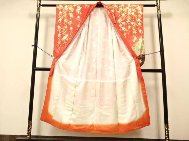 平和屋着物∵女の子 十三参り 子供 祝着・袋帯セット 御所車花蝶文 暈し染め 金彩 逸品 DAAR6463ma