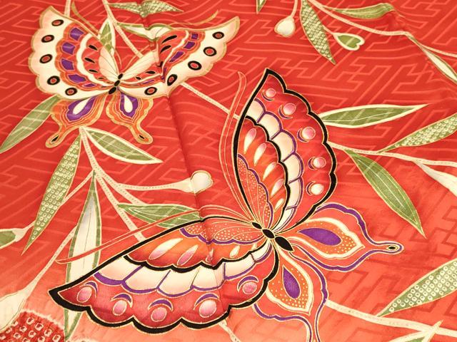 平和屋着物∵女の子　十三参り　子供　祝着・襦袢(無双仕立て・半衿刺繍)・袋帯セット　絞り　花蝶文　金彩　逸品　DAAR6468ma