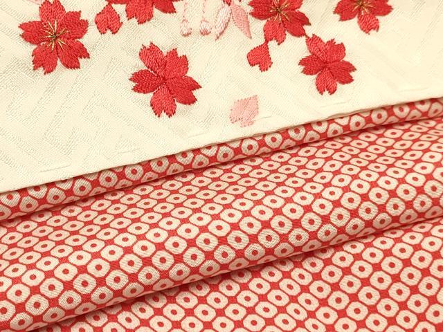 平和屋着物∵女の子　十三参り　子供　祝着・襦袢(無双仕立て・半衿刺繍)・袋帯セット　絞り　花蝶文　金彩　逸品　DAAR6468ma