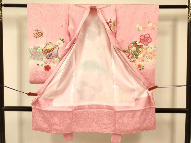 平和屋着物[]お宮参り　女の子　祝着　産着　初着　のしめ　束ね熨斗鞠花文　暈し染め　金彩　逸品　DAAR6472ma