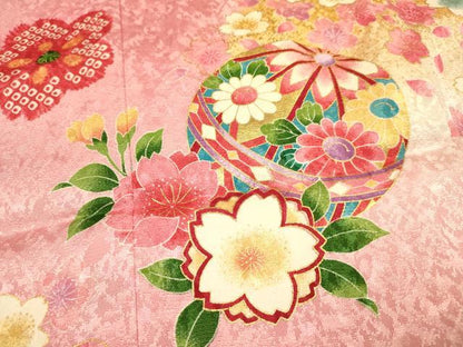 平和屋着物[]お宮参り　女の子　祝着　産着　初着　のしめ　束ね熨斗鞠花文　暈し染め　金彩　逸品　DAAR6472ma