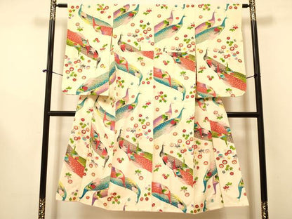 平和屋着物∵女の子　十三参り　子供　孔雀桐花文　逸品　DAAR6475ma
