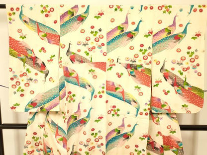 平和屋着物∵女の子　十三参り　子供　孔雀桐花文　逸品　DAAR6475ma