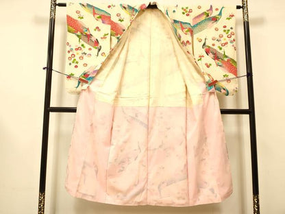 平和屋着物∵女の子　十三参り　子供　孔雀桐花文　逸品　DAAR6475ma