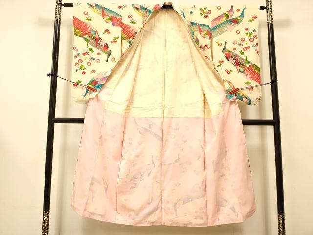 平和屋着物∵女の子　十三参り　子供　孔雀桐花文　逸品　DAAR6475ma
