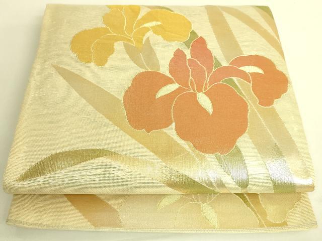 平和屋着物＊夏物 六通柄袋帯 草花文 金糸 正絹 逸品 DAAR6744cm