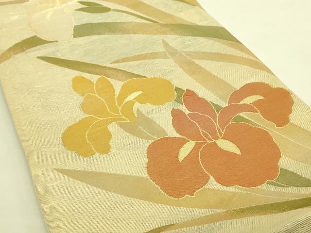 平和屋着物＊夏物 六通柄袋帯 草花文 金糸 正絹 逸品 DAAR6744cm