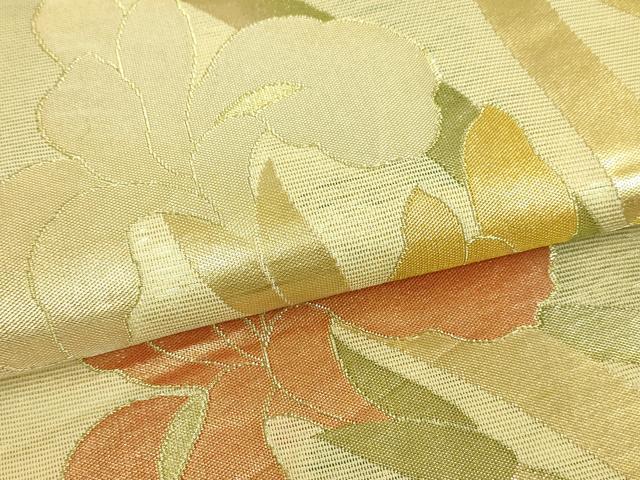 平和屋着物＊夏物 六通柄袋帯 草花文 金糸 正絹 逸品 DAAR6744cm