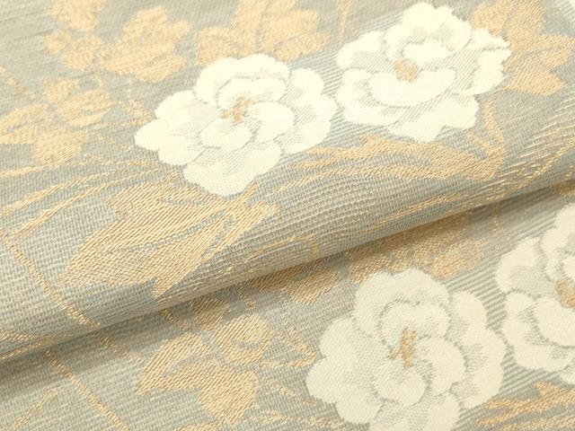 平和屋着物＊夏物　六通柄袋帯　色紙草花文　金糸　正絹　逸品　DAAR6935cm