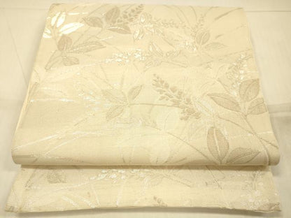平和屋着物＊夏物 六通柄袋帯 草花文 銀糸 正絹 逸品 DAAR6987cm
