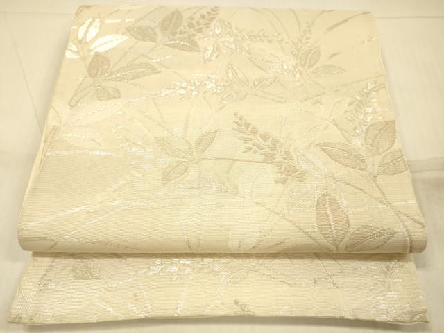 平和屋着物＊夏物 六通柄袋帯 草花文 銀糸 正絹 逸品 DAAR6987cm