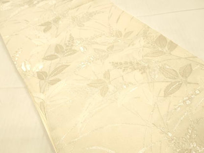 平和屋着物＊夏物 六通柄袋帯 草花文 銀糸 正絹 逸品 DAAR6987cm