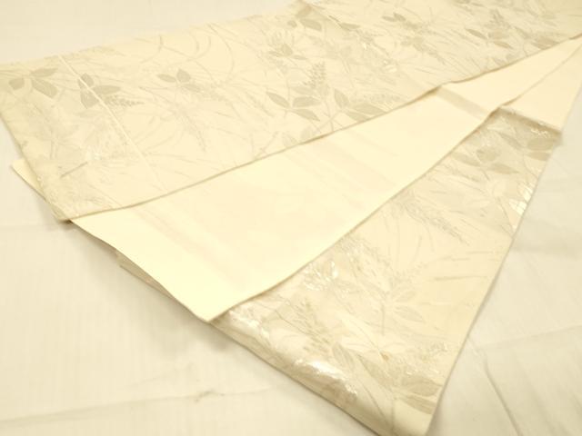 平和屋着物＊夏物 六通柄袋帯 草花文 銀糸 正絹 逸品 DAAR6987cm