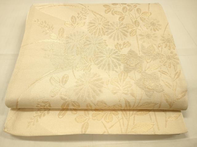 平和屋着物＊夏物 六通柄袋帯 草花文 金銀糸 正絹 逸品 DAAR6990cm
