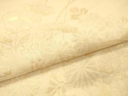 平和屋着物＊夏物 六通柄袋帯 草花文 金銀糸 正絹 逸品 DAAR6990cm