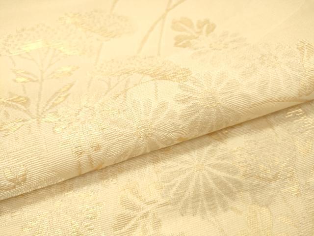 平和屋着物＊夏物 六通柄袋帯 草花文 金銀糸 正絹 逸品 DAAR6990cm