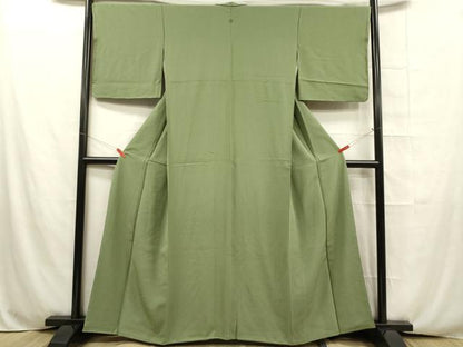 平和屋着物●上質な色無地　若葉色　正絹　逸品　DAAR7036we