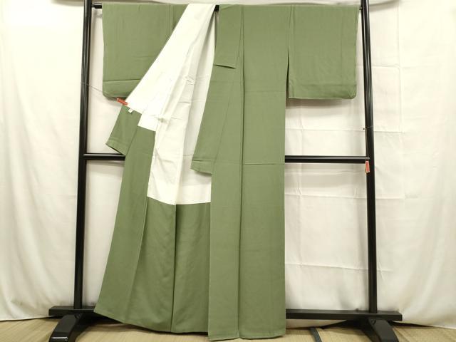 平和屋着物●上質な色無地　若葉色　正絹　逸品　DAAR7036we